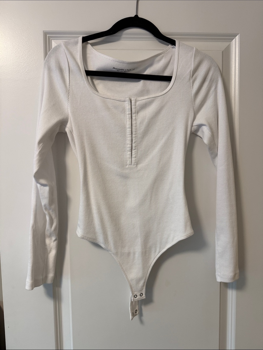 NWT Abercrombie White Long-Sleeve Ribbed One-Piece Bodysuit